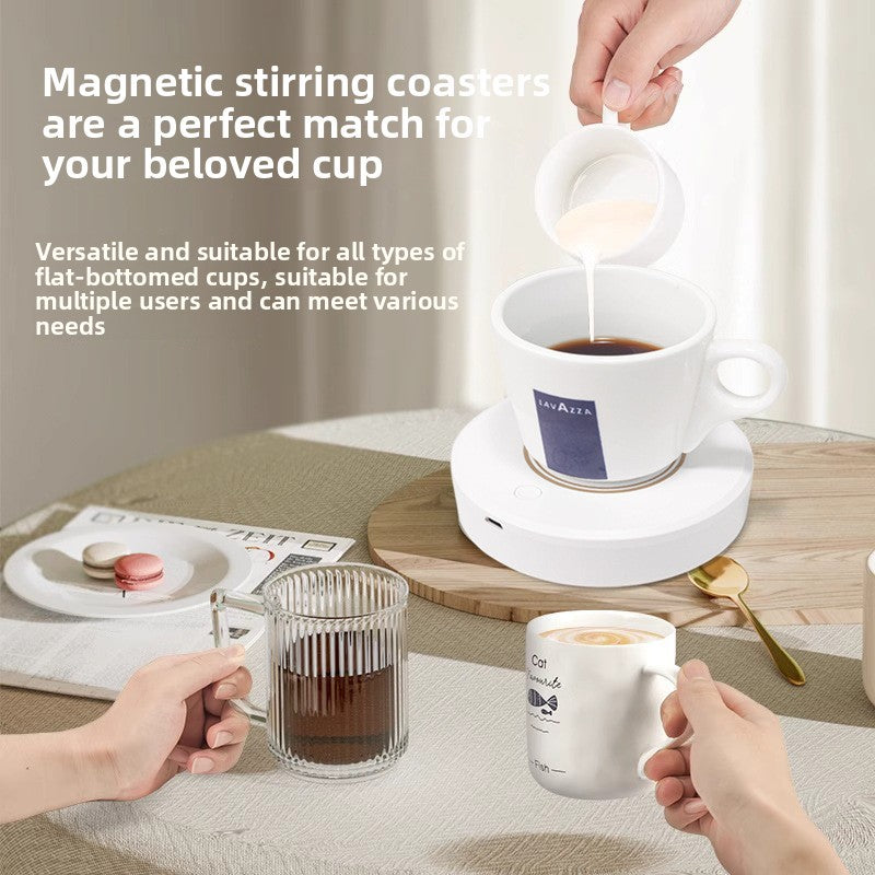 Aura Stir magnetic self-stirring coaster — White